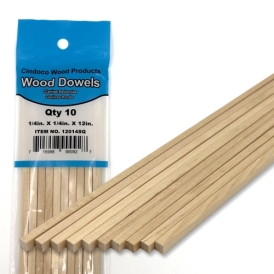 square 12in dowels - 10pk